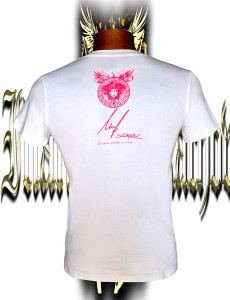 Victory Medusa. Fluo pink/yellow. screen print. Stretch cotton.Back side