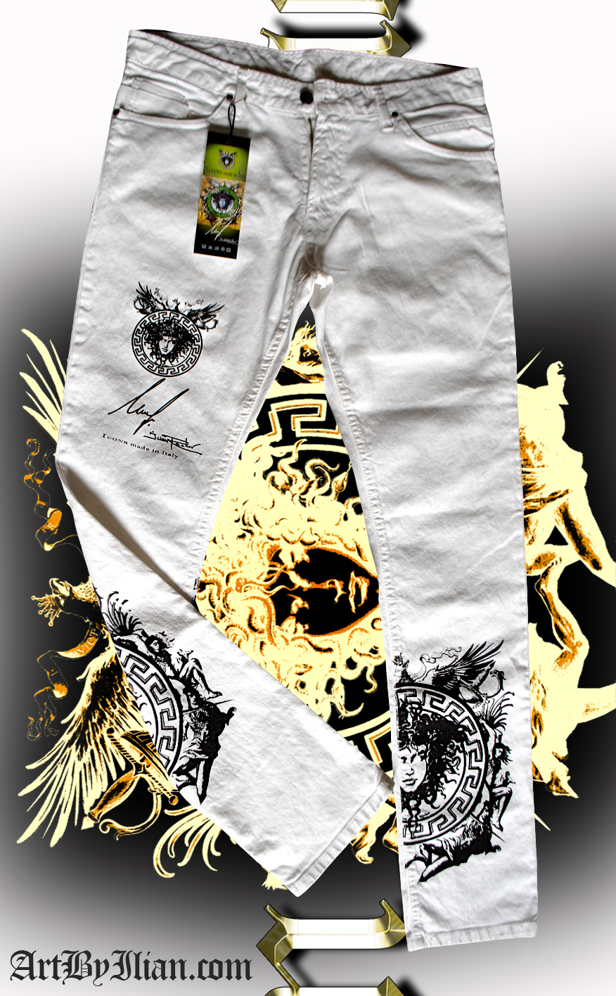 White Medusa jeans Front-Back